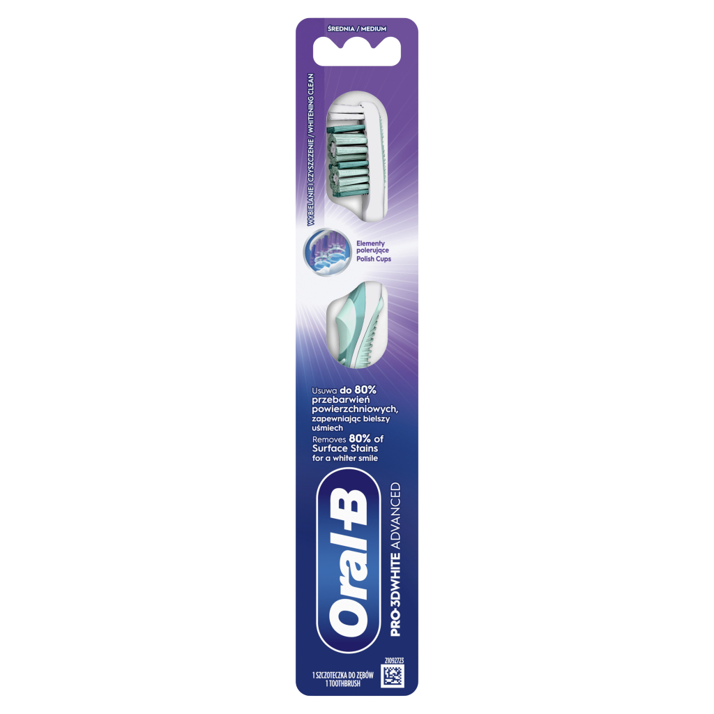 Зубна щітка Oral-B Pro 3D White Advanced Відбілювання Середньої жорсткості 1 шт. (8700216476324) - зображення 2