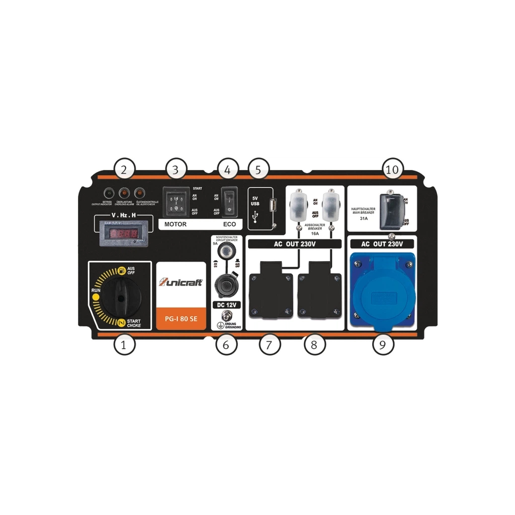 Генератор UNICRAFT інверторний PG-I 80 SE, 7kW (7.5kW), 220V, 50Hz, 25л (UNICRAFT PG-I 80 SE) - зображення 4