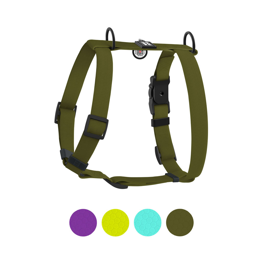 Шлея для собак WAUDOG Magnet анатомічна Н-подібна з QR-паспортом, магнітна пряжка-фастекс L хакі (262431) - зображення 6