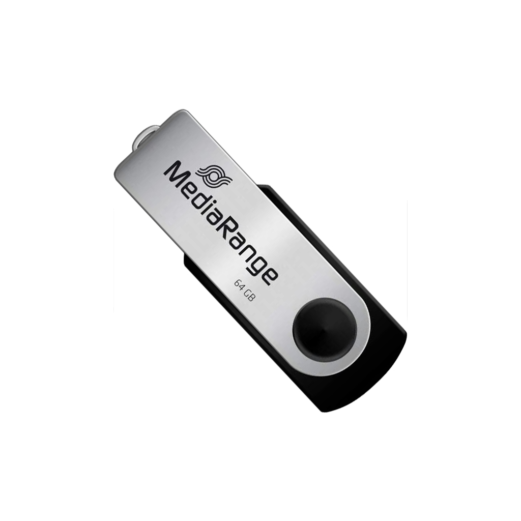 USB флеш накопичувач Mediarange 64GB Black/Silver USB 2.0 (MR912) - зображення 1