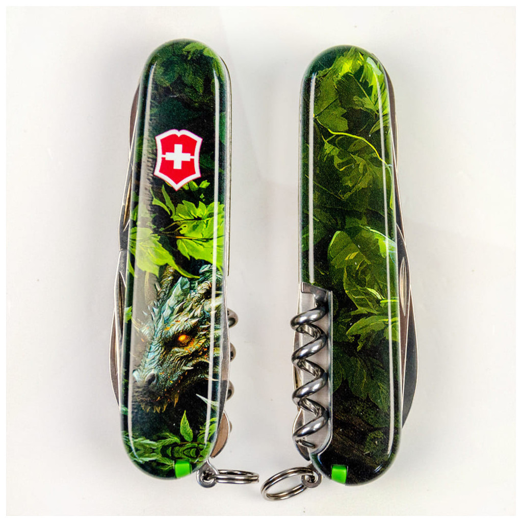 Ніж Victorinox Huntsman Zodiac 91 мм Зелений дерев'яний дракон (1.3713.3_Z3240p) - зображення 12