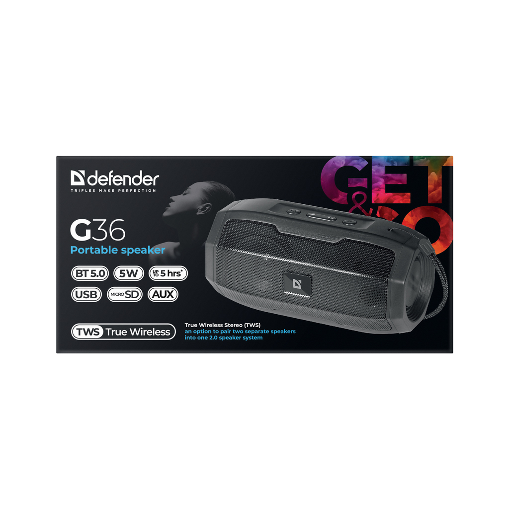 Акустична система Defender G36 5Вт FM/microSD/USB Black (65036) - зображення 7