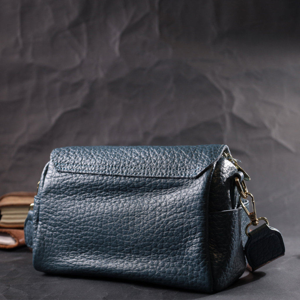 Сумка Vintage Шкіряна жіноча Синя (22402) - зображення 11