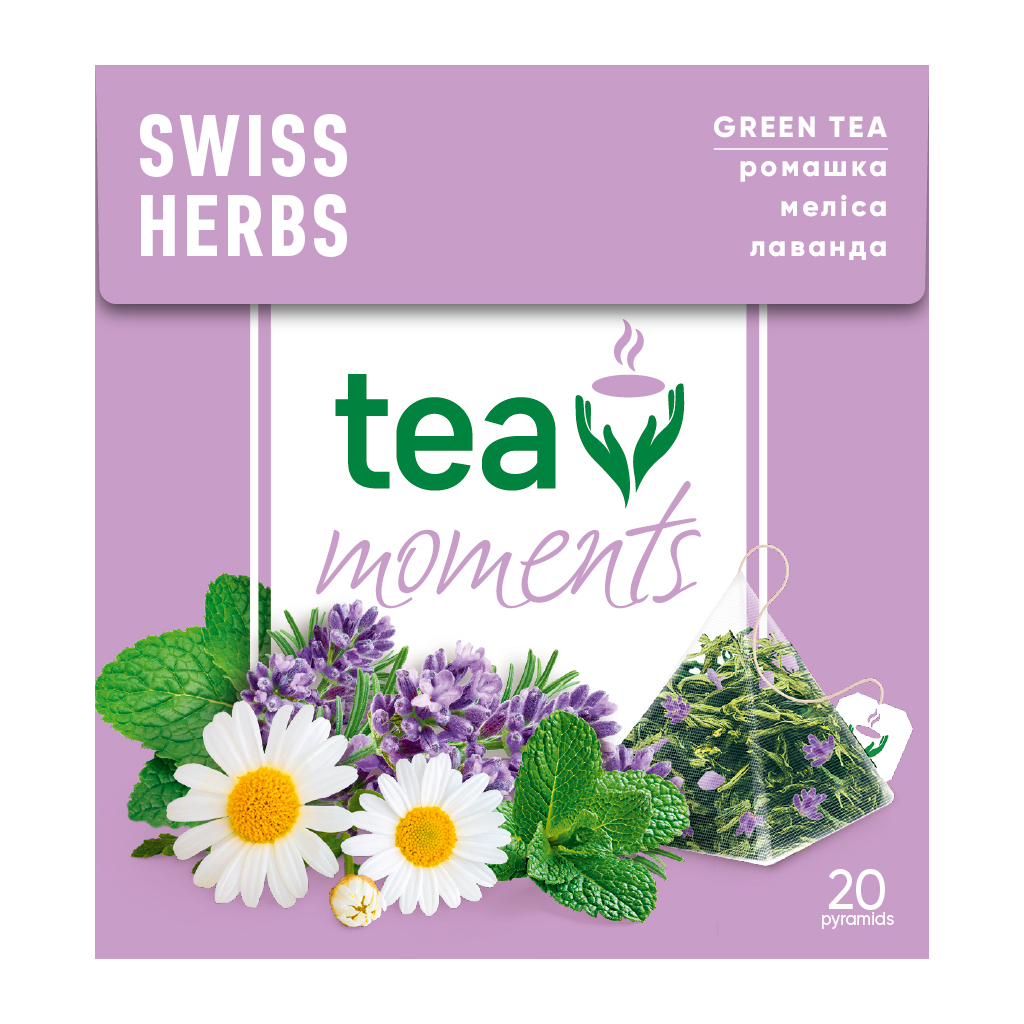 Чай Tea Moments Swiss Herbs зелений 20х1.7 г пірамідки (tm.02944) - зображення 1