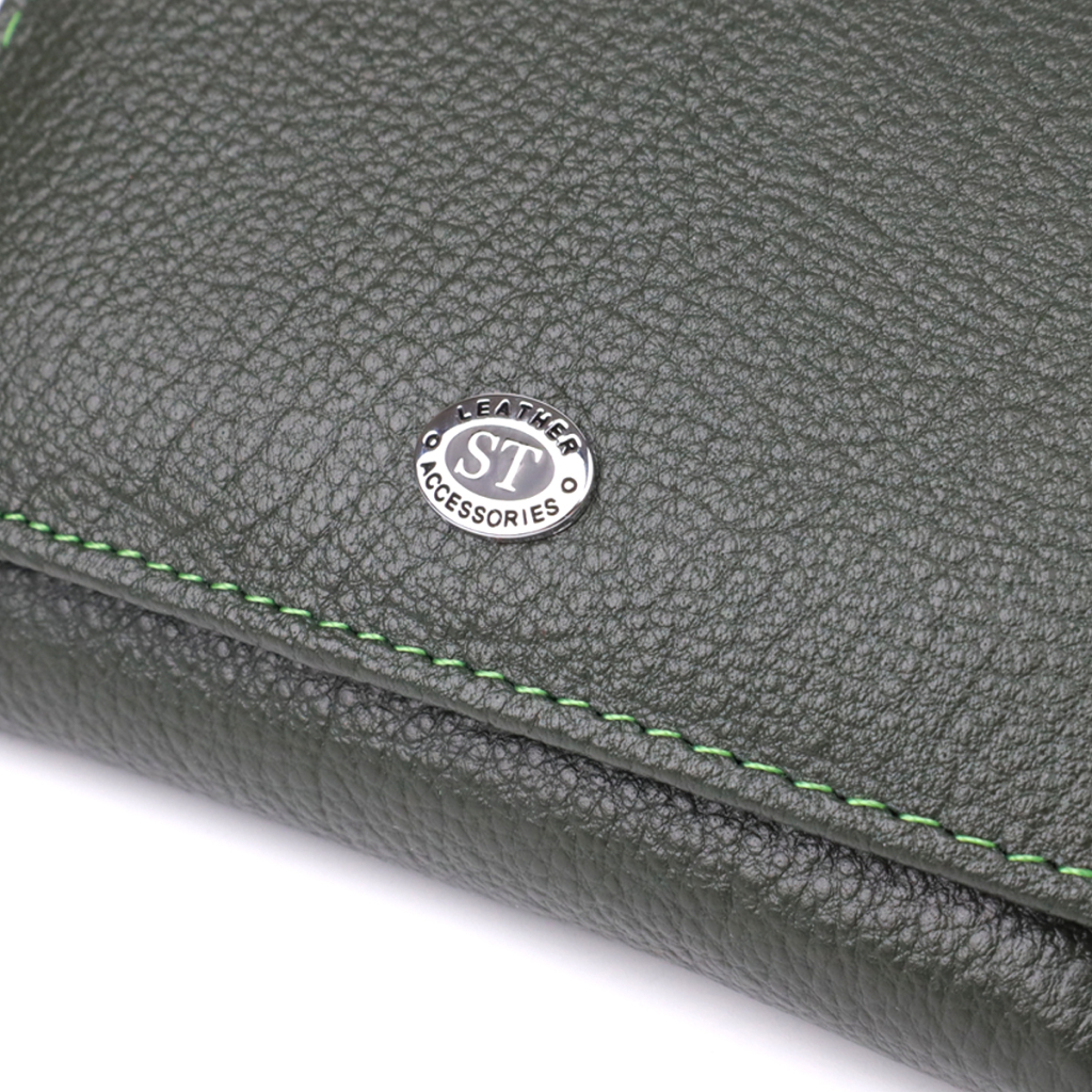Гаманець ST Leather З натуральної шкіри Зелений (23072) - изображение 5
