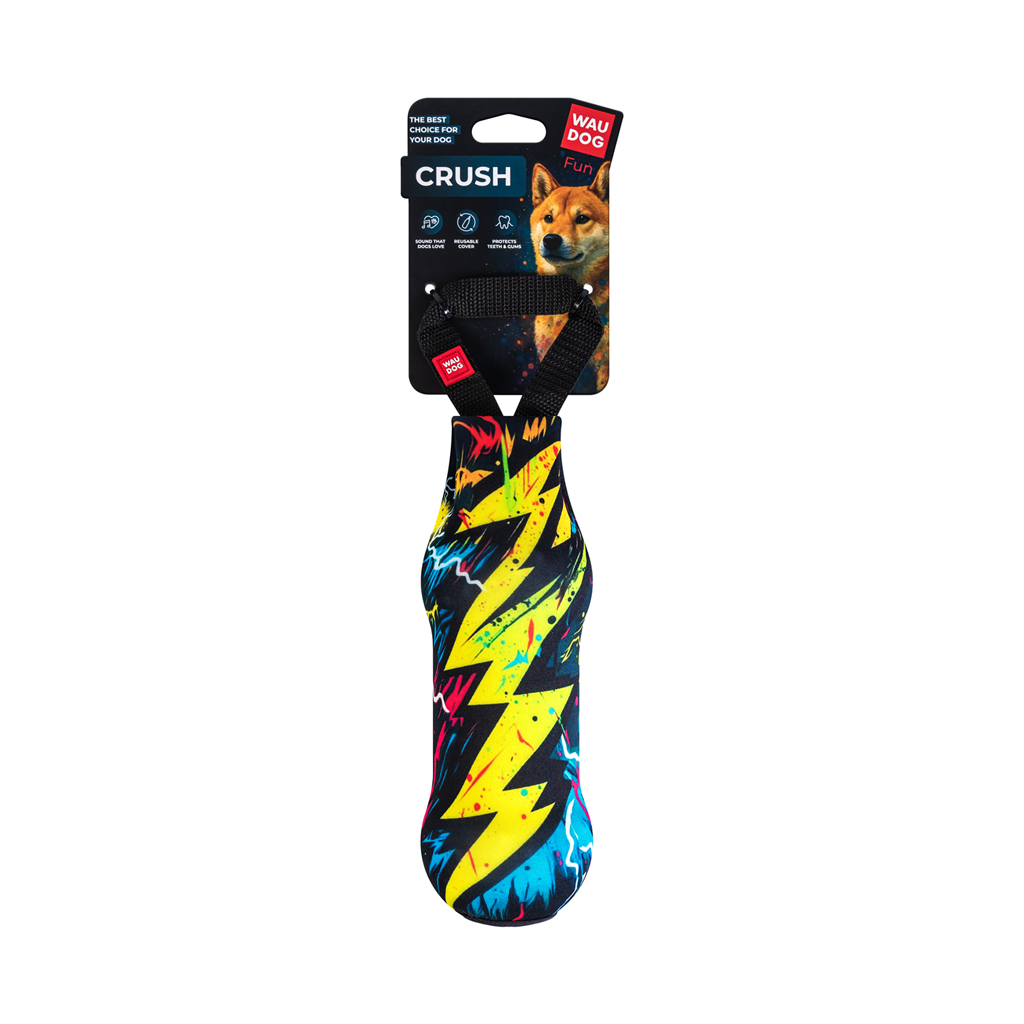 Іграшка для собак WAUDOG Fun Crush "Арт блискавка" з пластиковою пляшкою та пискавкою (632-0286) - зображення 1