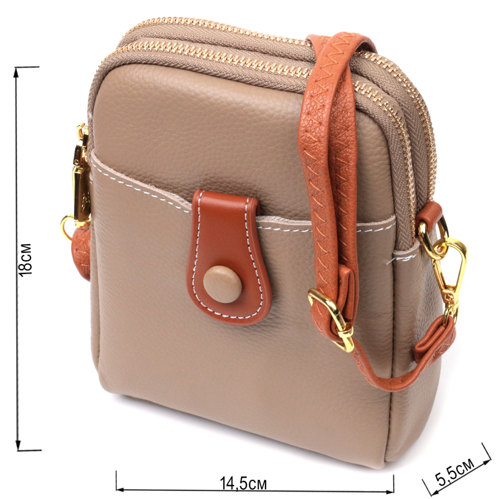 Сумка Vintage Трапеція жіноча з натуральної шкіри Бежева (22271) - зображення 3