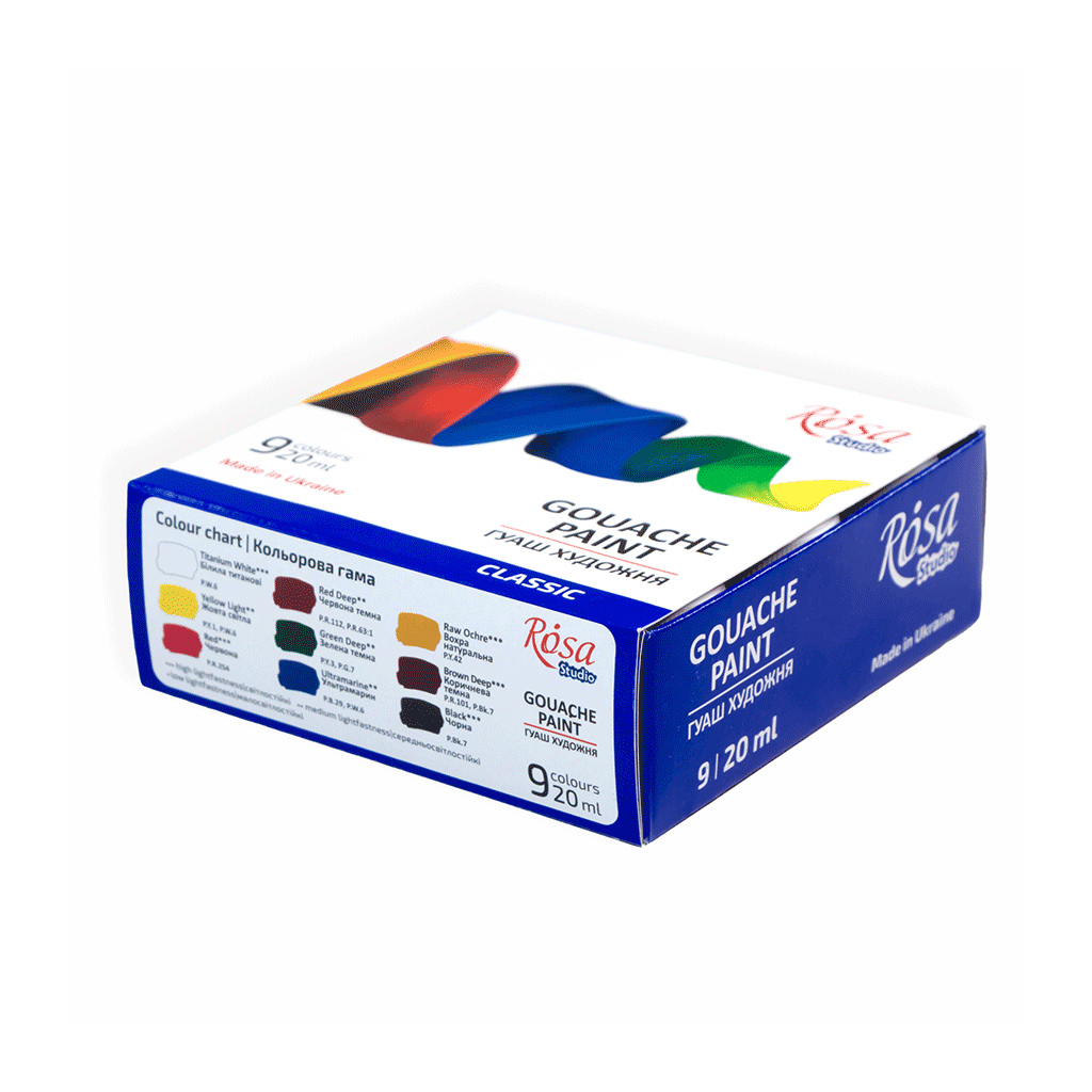 Гуашеві фарби Rosa Studio Classic 9 кольорів 20 мл (4823098527046) - изображение 7