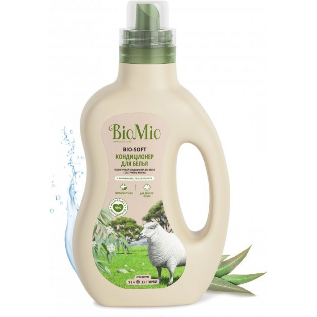 Кондиціонер для білизни BioMio Bio-Soft з олією евкаліпта і екстрактом бавовни 1 л (4603014008527) - зображення 1