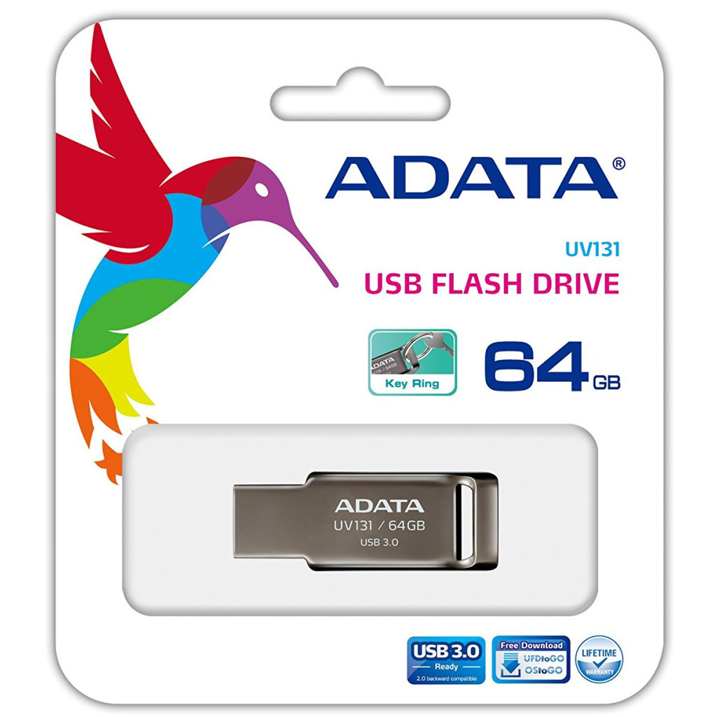 USB флеш накопичувач ADATA 64GB UV131 Metallic USB 3.0 (AUV131-64G-RGY) - зображення 7