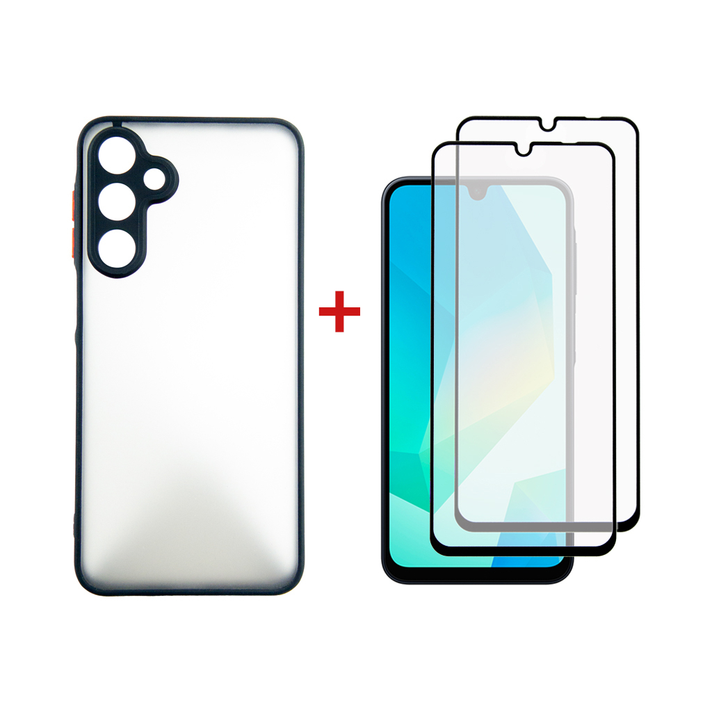 Чохол до мобільного телефона Dengos Samsung Galaxy A16 Matte + glass 2pcs (Black) (DG-CTG2P-04) - зображення 1