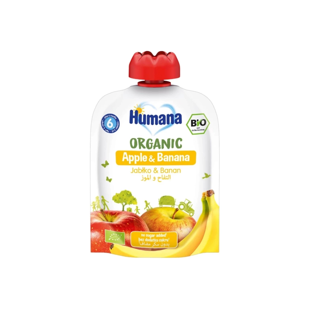 Дитяче пюре Humana Яблуко-Банан 90 г (4031244716002) - зображення 1