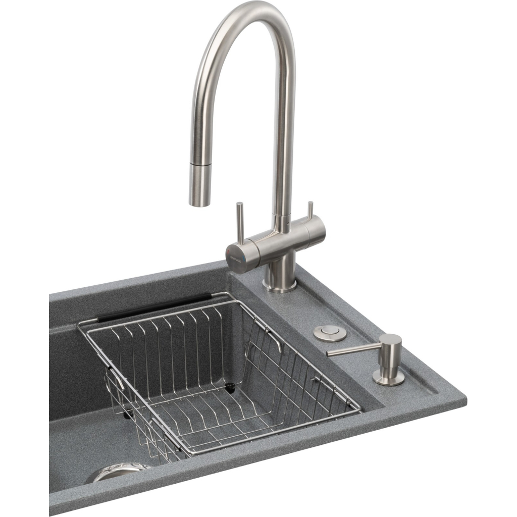 Мийка кухонна GRANADO Royal Estella grafito (+ подрібнювач Algar 1000 + змішувач Ferrol inox + дозатор Redondo inox + (ksg0309) - зображення 3