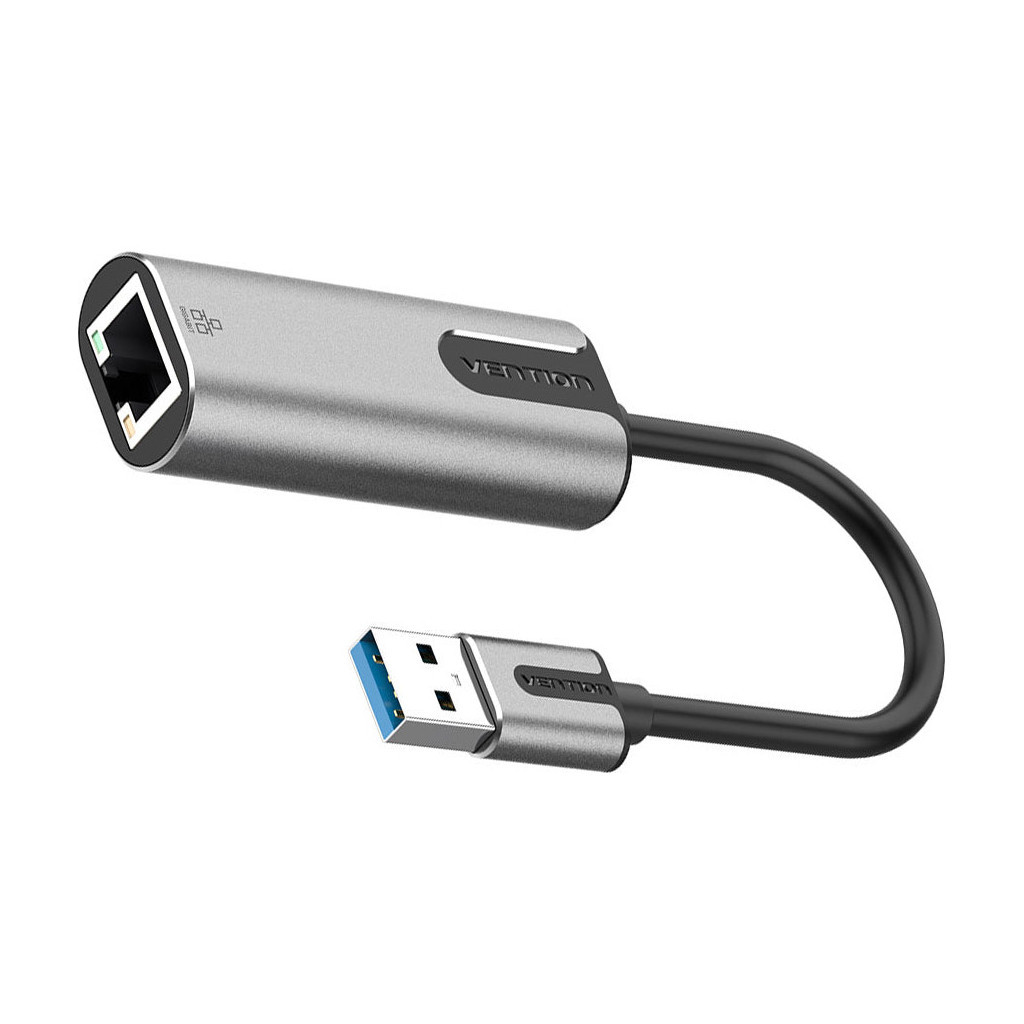 Перехідник USB 3.0 to Ethernet RJ45 1000Mb Aluminum black Vention (CEWHB) - изображение 2