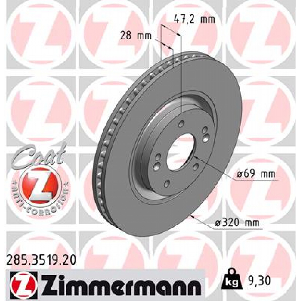 Гальмівний диск ZIMMERMANN 285.3519.20 - зображення 1