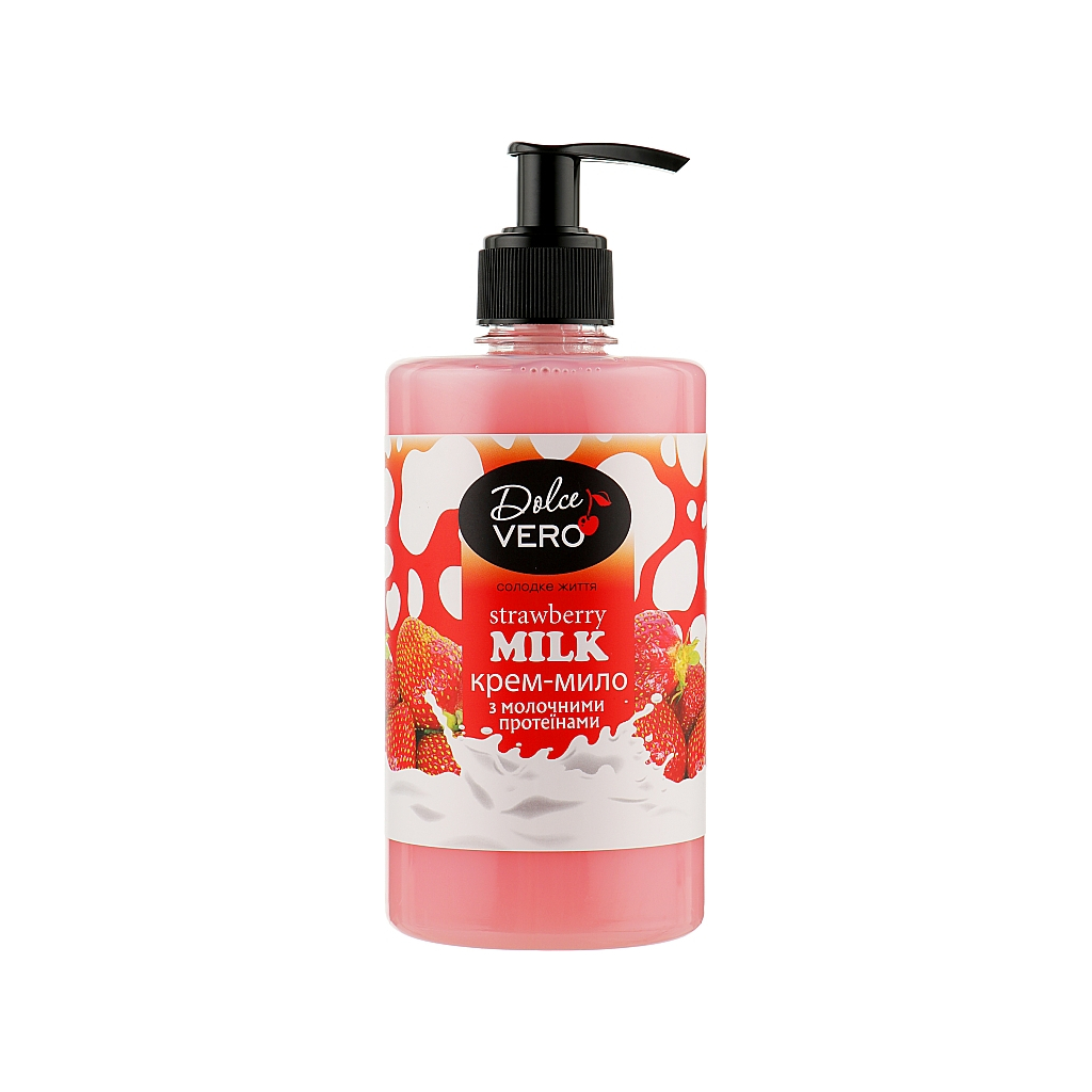 Рідке мило Dolce Vero Strawberry Milk з молочними протеїнами 500 мл (4820091146915) - зображення 1