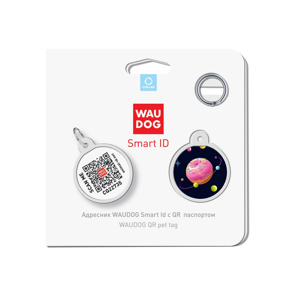 Адресник для тварин WAUDOG Smart ID з QR паспортом "Всесвіт пончиків", коло 25 мм (0625-0218) - изображение 4