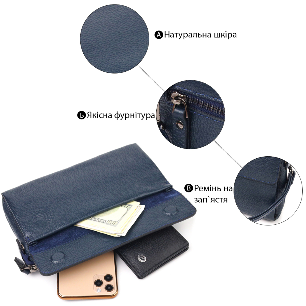 Сумка Canpellini З натуральної шкіри Синя (21550) - зображення 4