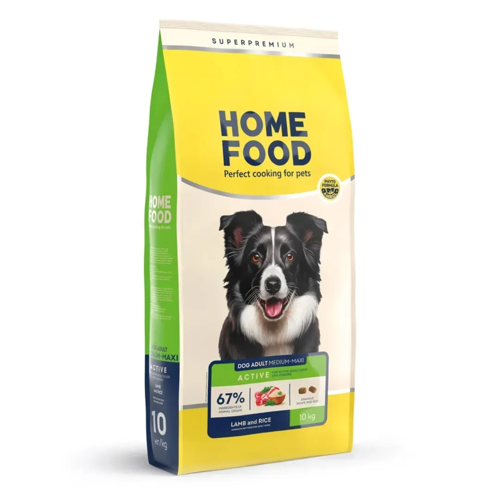 Сухий корм для собак Home Food ADULT MEDIUM/MAXI For active adult and junior dogs з ягням та рисом 10 кг (4820235020453) - зображення 1