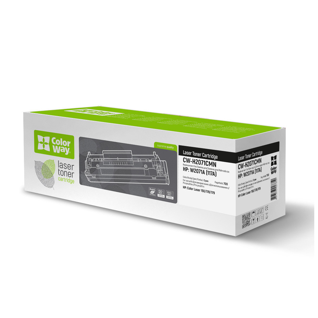 Картридж ColorWay HP (W2071A) CL 150/178/179 Cyan, without chip (CW-H2071CMN) - зображення 1