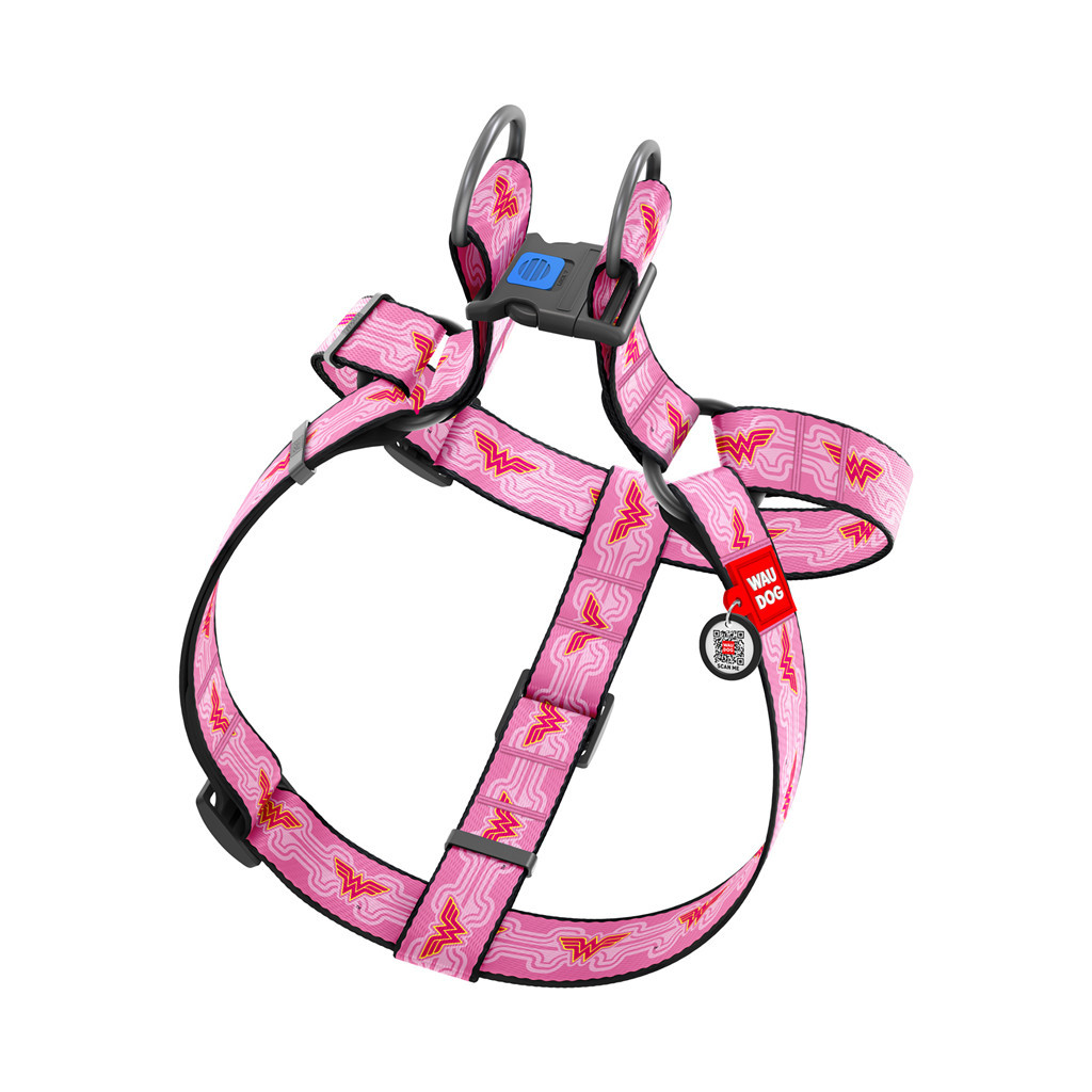 Шлея для собак WAUDOG Nylon з QR паспортом "Чудо-жінка 1" пластиковий фастекс XL (324-2015) - зображення 2
