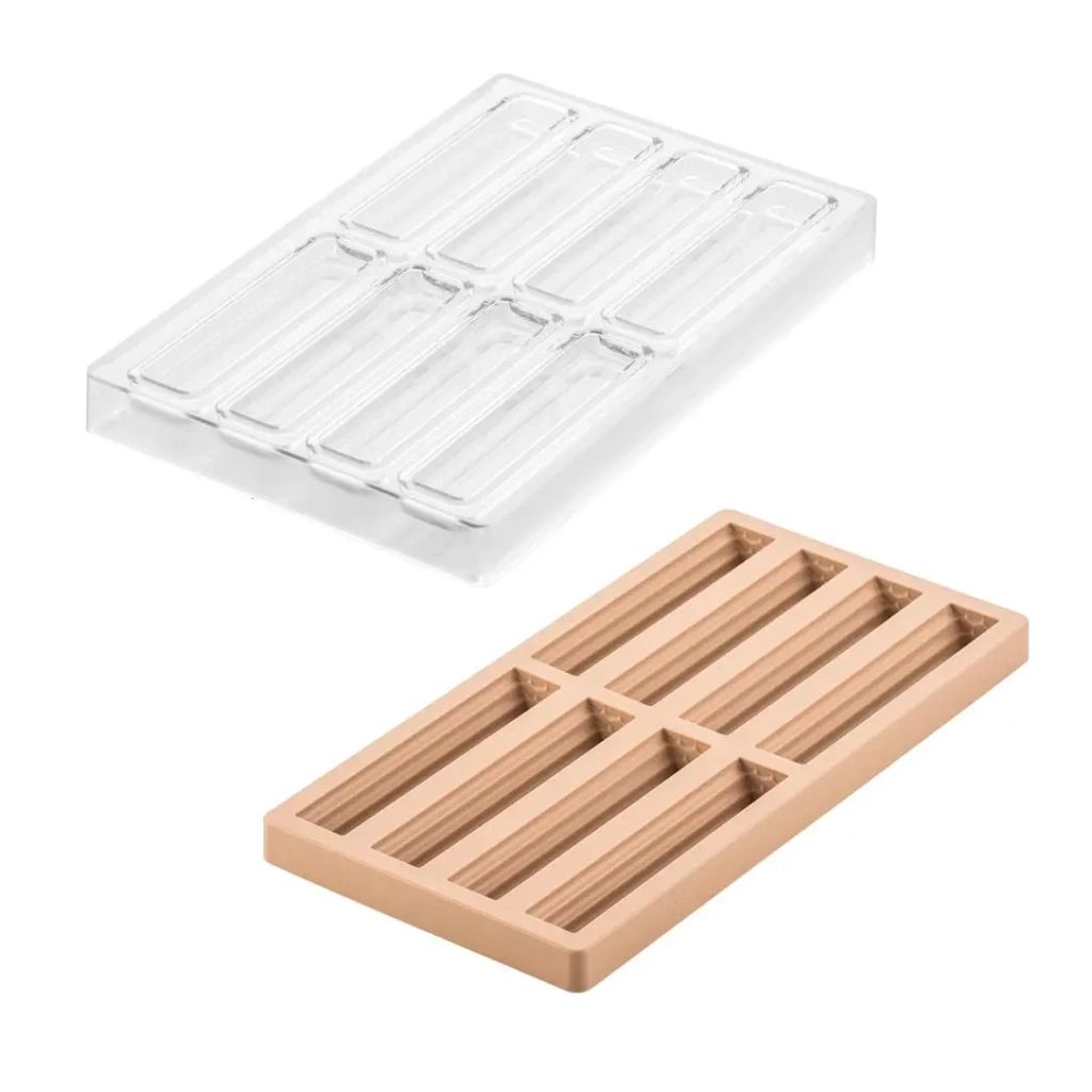 Форма для шоколаду Silikomart Kit Bar Tronco для батончика 128x33 h14 мм, 115x20 h13 мм 8х48 мл (CH016 - KIT BAR TRONCO) - зображення 1