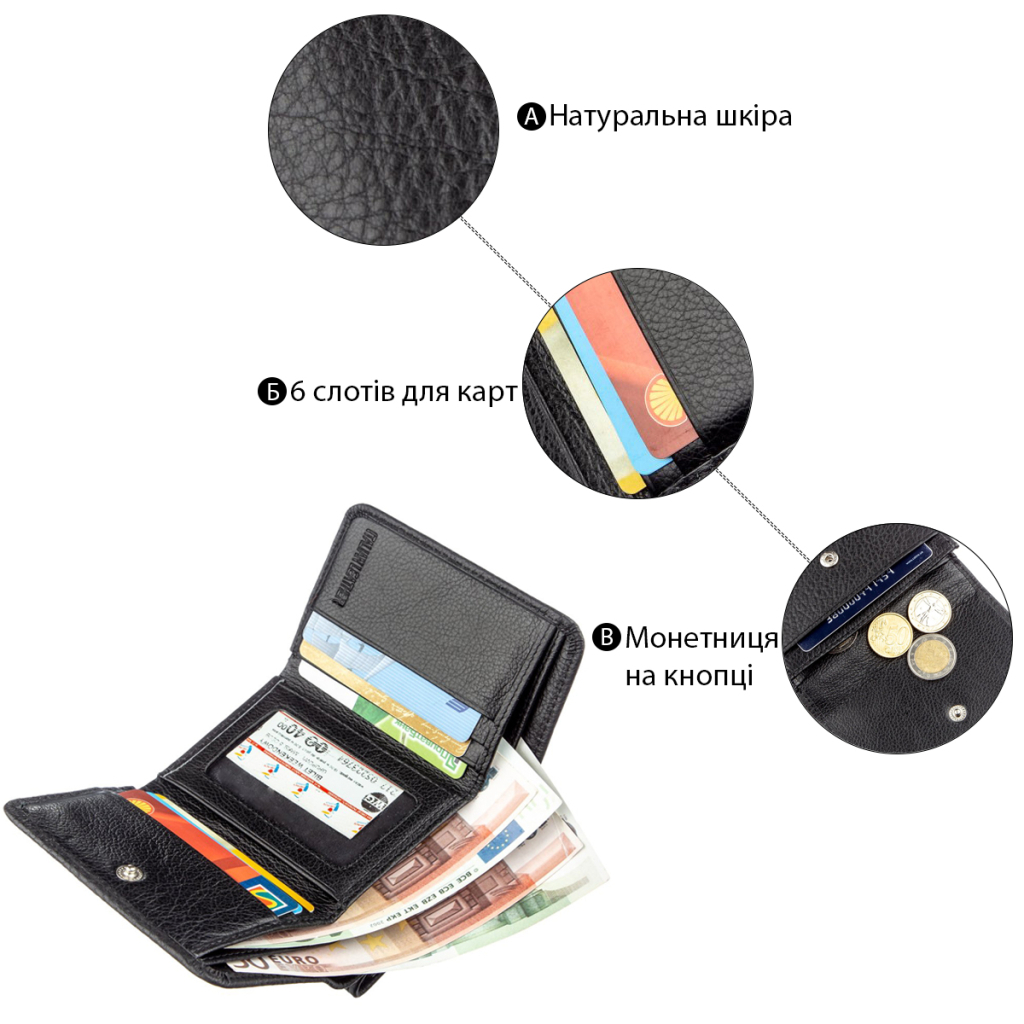 Гаманець ST Leather Зі шкіри Чорний (18886) - зображення 4