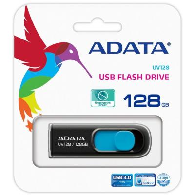 USB флеш накопичувач ADATA 128GB UV128 Black/Blue USB 3.1 (AUV128-128G-RBE) - зображення 8