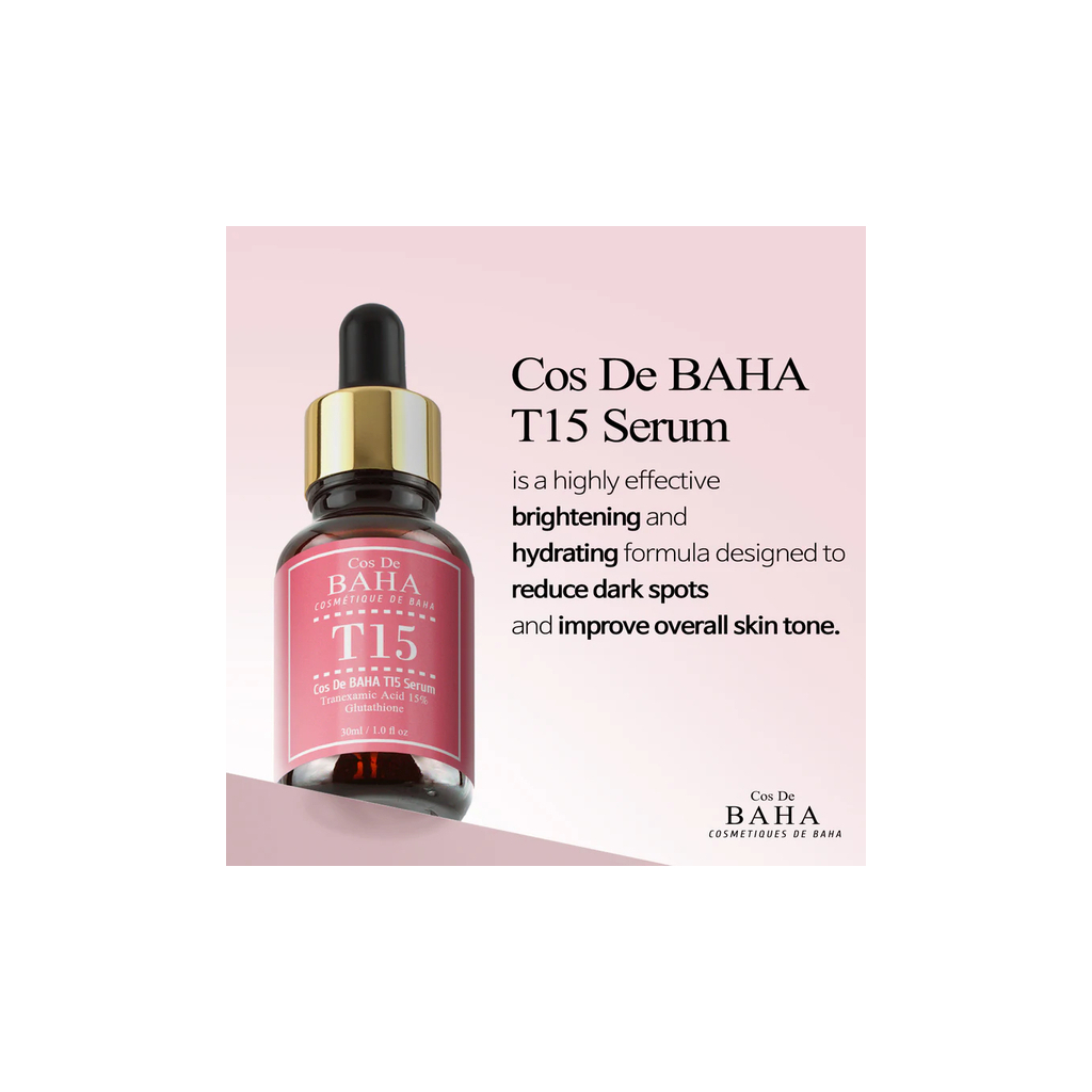 Сироватка для обличчя Cos De BAHA T15 Serum Освітлювальна З транексамовою кислотою 15% і глутатіоном 30 мл (8809240319451) - зображення 2
