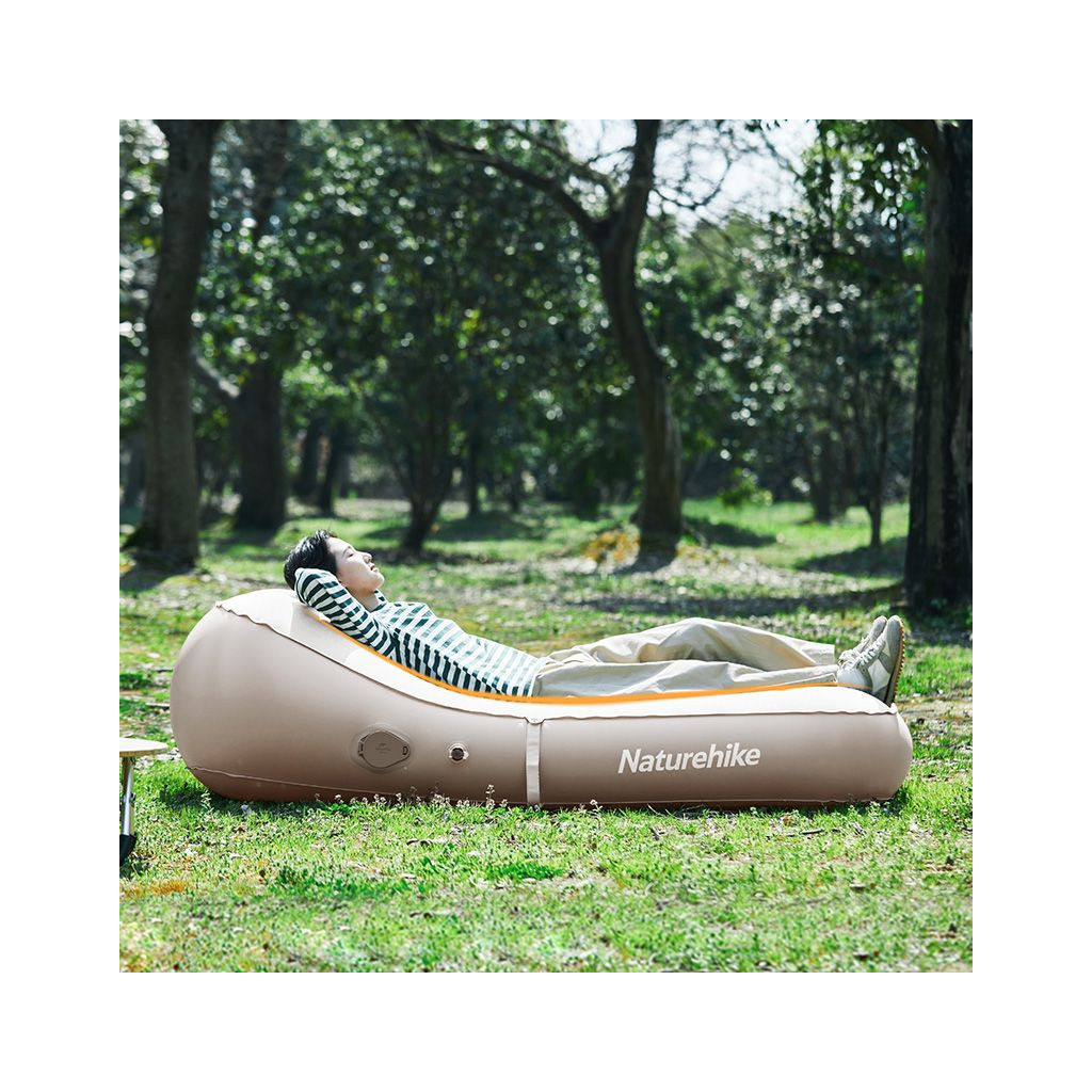 Матрац надувний Naturehike CNH22DZ027 з підголовником та помпою 180 х 76 см бежевий (6975641885450) - зображення 4