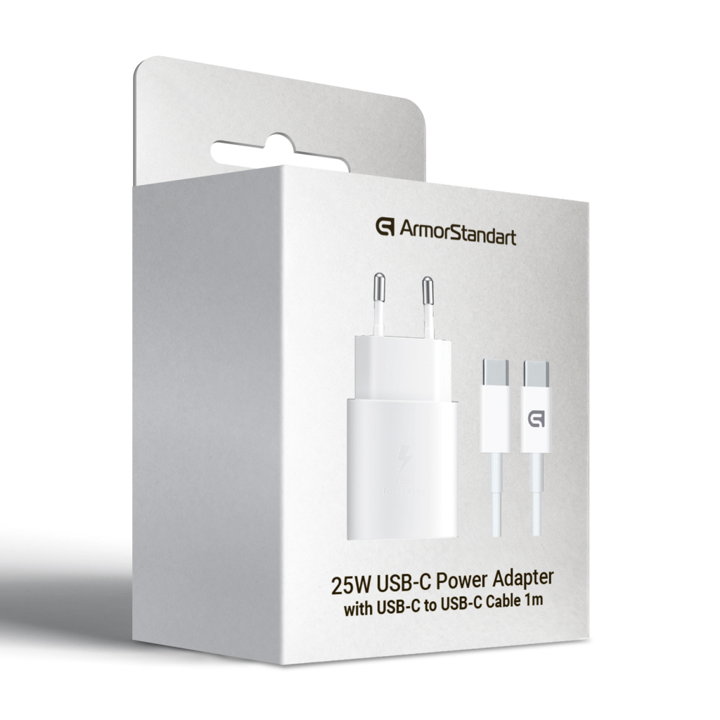 Зарядний пристрій Armorstandart AR-TA800W USB-C 25W White + cable USB-C to USB-C (ARM63804) - зображення 6