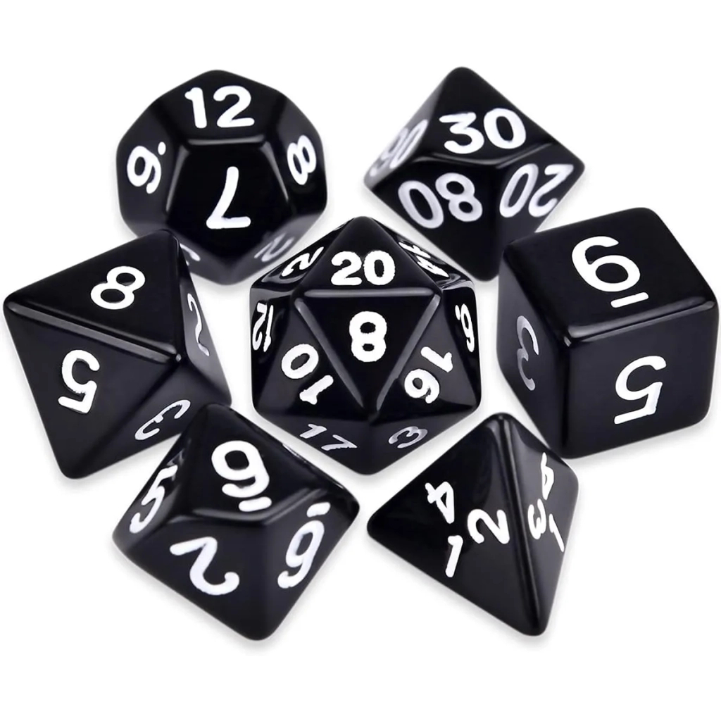 Набір кубиків для настільних ігор Games 7 Days Opaque 7 Dice Set - Black (w-white) (g7dopaq04) - зображення 1