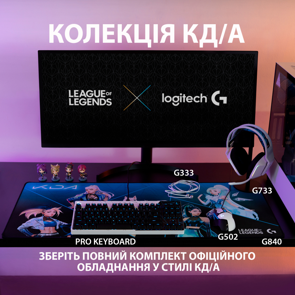 Клавіатура Logitech G Pro GX K/DA Brown Tactile Switch Black-White (920-010077) - зображення 3