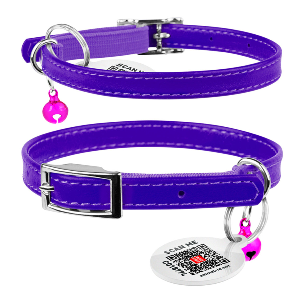 Нашийник для тварин WAUDOG Glamour з QR паспортом Д 22-30 см фіолетовий (32489) - зображення 4