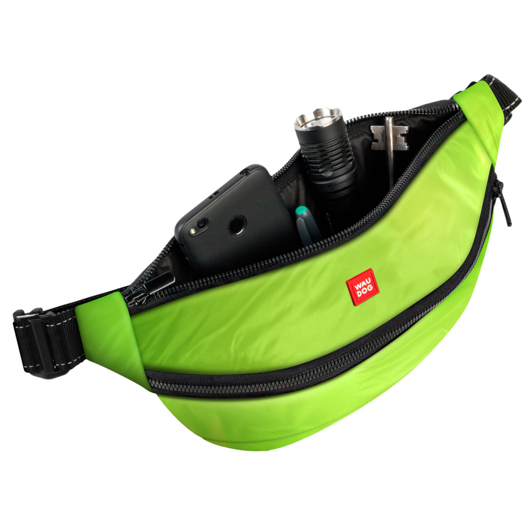 Поясна сумка-бананка для собак WAUDOG Family зі знімним ременем 33x17x10 см салатова (56885) - зображення 2