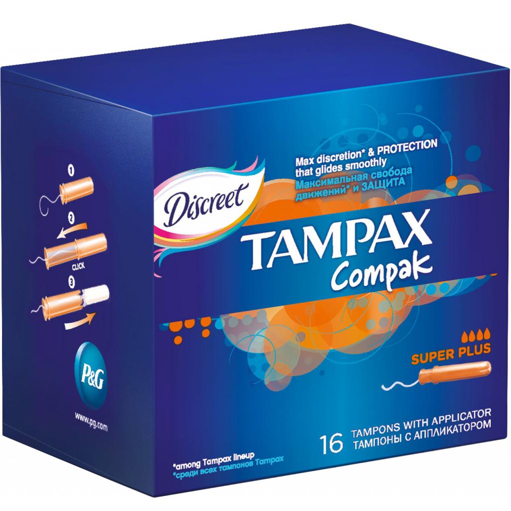 Тампони Tampax Compak Super Plus с апликатором 16 шт (4015400219620) - изображение 1