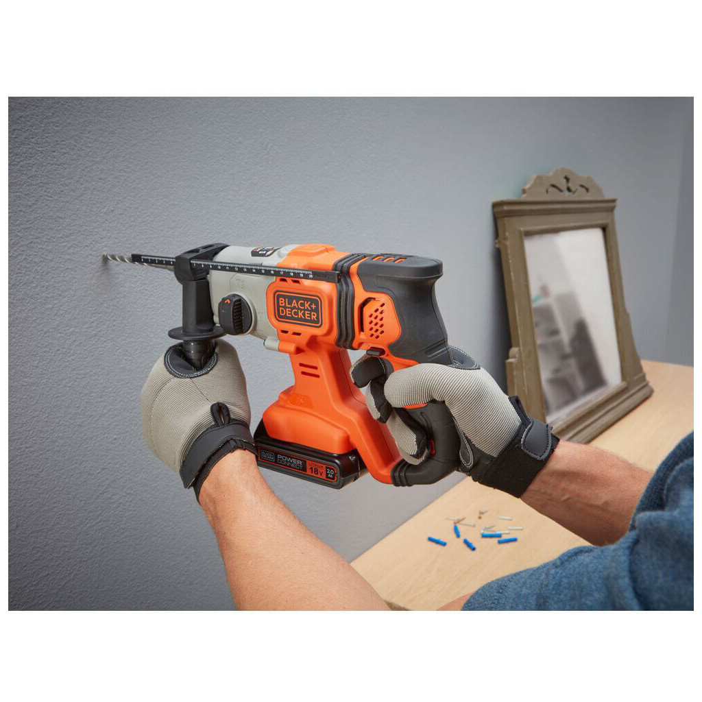 Перфоратор Black&Decker SDS-Plus,18 В, 1.2 Дж, 3 режими, 2.6 кг (без АКБ та ЗУ) (BCD900B) - изображение 9