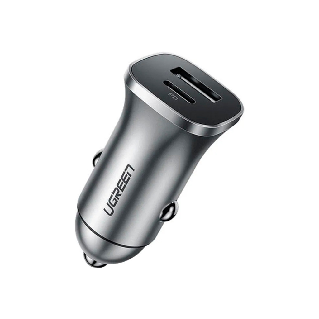 Зарядний пристрій Ugreen CD130 20W USB + Type-C PD Car Charger (Gray) (30780) - зображення 2
