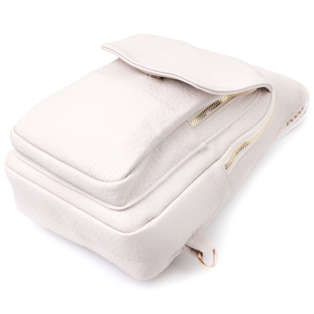 Сумка Vintage Жіноча з однією лямкою через плече з крупнозернистої екошкіри Молочна (22761) - зображення 6