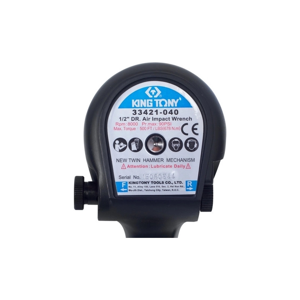 Гайковерт KING TONY пневмо 1/2" 678 Нм 8000 об/хв передній вихлоп (33421-040) - зображення 3