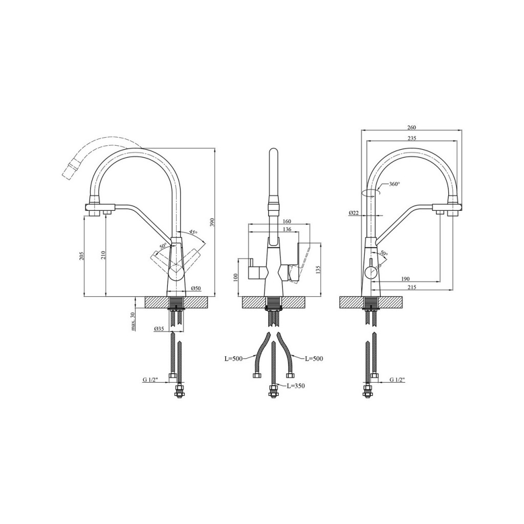 Змішувач Kroner Klassisch-PVD03817BLK - зображення 9