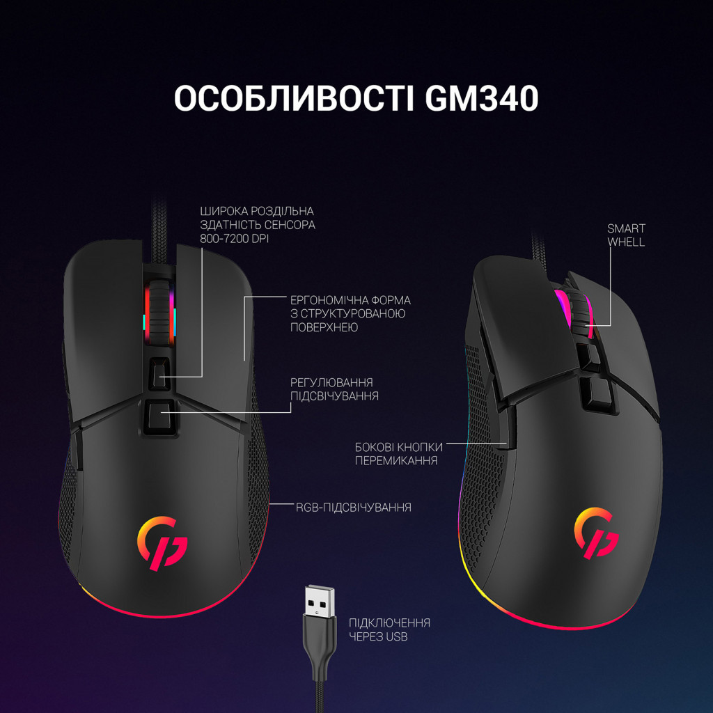 Мишка GamePro GM340 USB Black - зображення 10