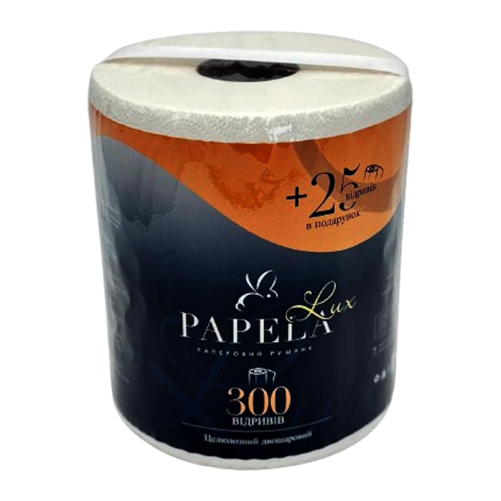 Паперові рушники Papela Lux 2 шари 300+25 відривів 1 рулон (4820270940297) - зображення 1