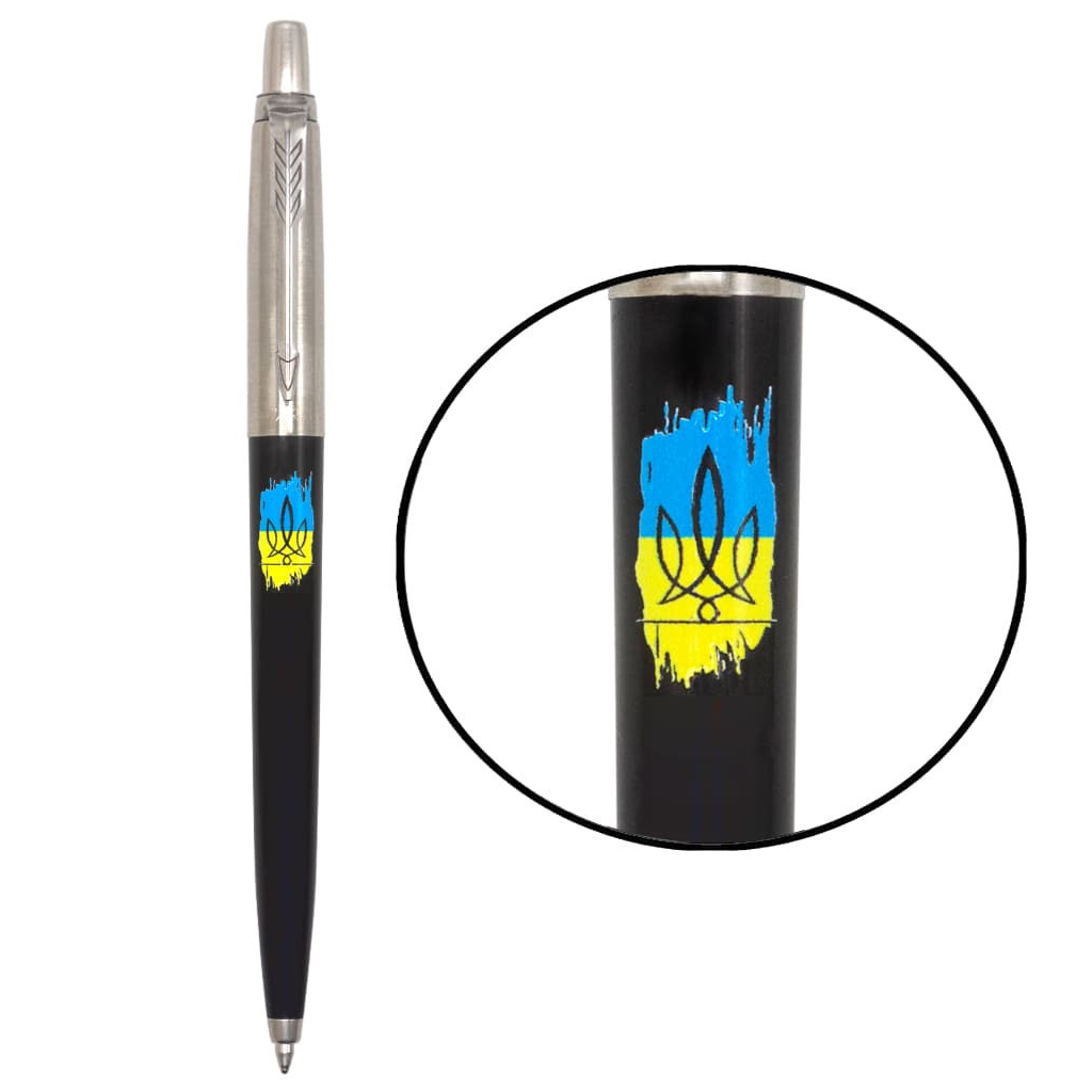 Ручка кулькова Parker JOTTER 17 Originals UKRAINE Black CT BP Тризуб фігурний на тлі прапора (15632_T1026u) - зображення 1