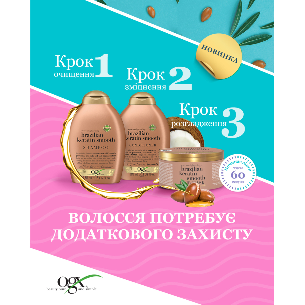 Маска для волосся OGX Brazilian Keratin Smooth Розгладжувальна 300 мл (3574661711003) - зображення 10