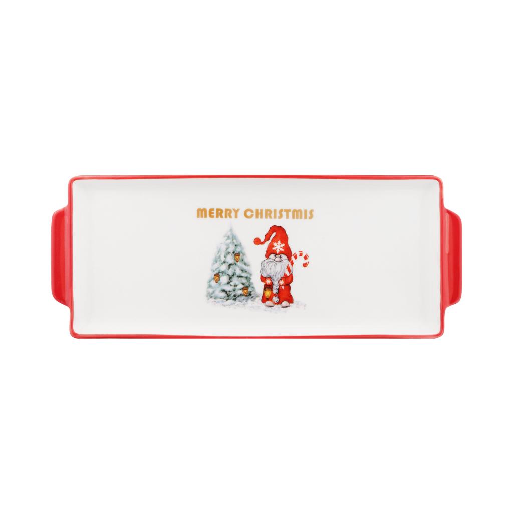 Блюдо Ardesto Christmas Gnomes, 30х12см, порцеляна, прямокутна (AR3061) - зображення 1