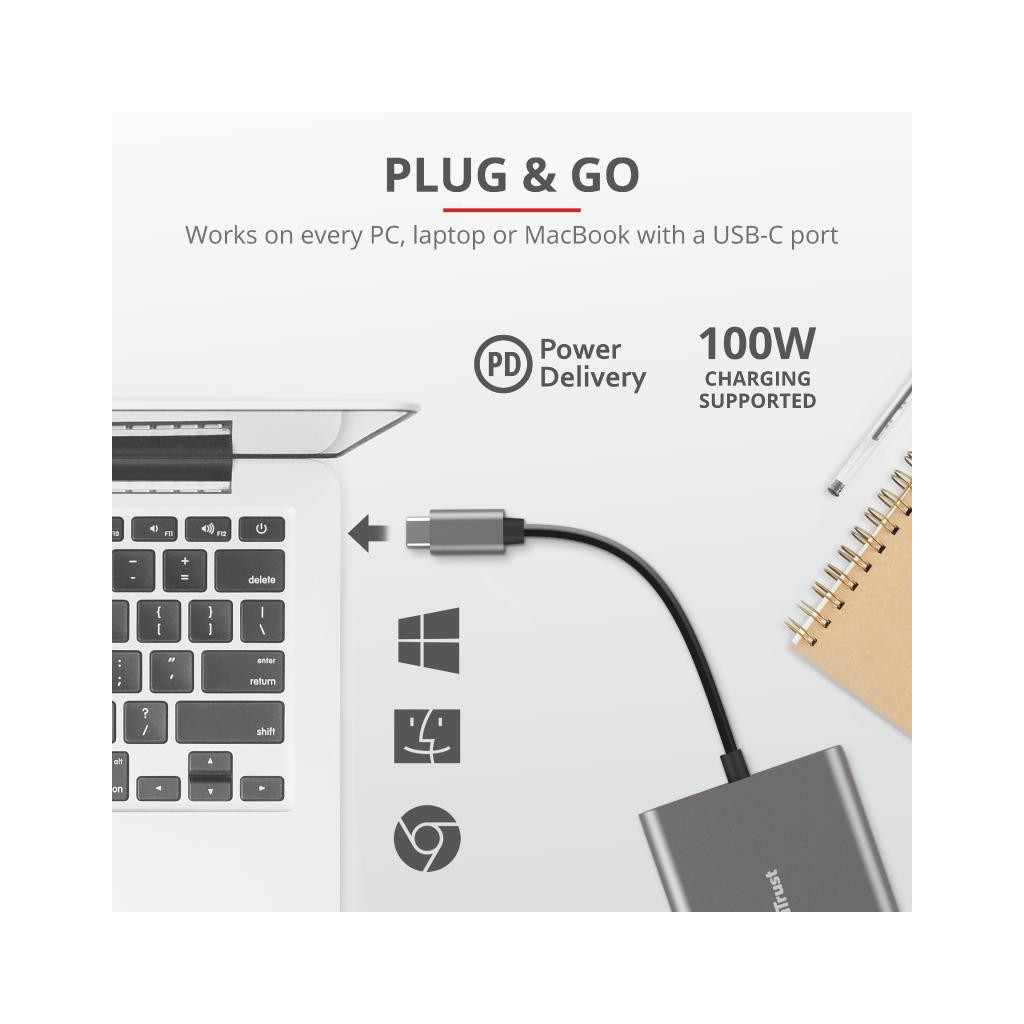 Концентратор Trust Dalyx 3-in-1 Multiport USB-C (23772) - изображение 11