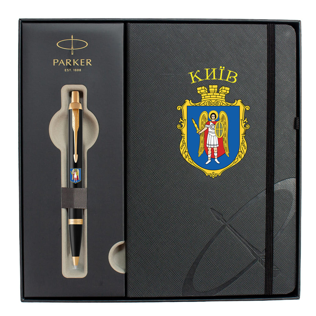 Ручка кулькова Parker IM 17 CITY Black GT BP Герб Києва + блокнот Parker + подар.упак. GIFT24 (22032b24_C0010u) - изображение 2