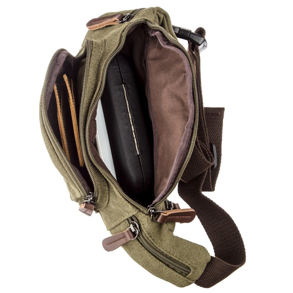 Сумка Vintage Поясна текстильна Оливкова (20174) - зображення 6