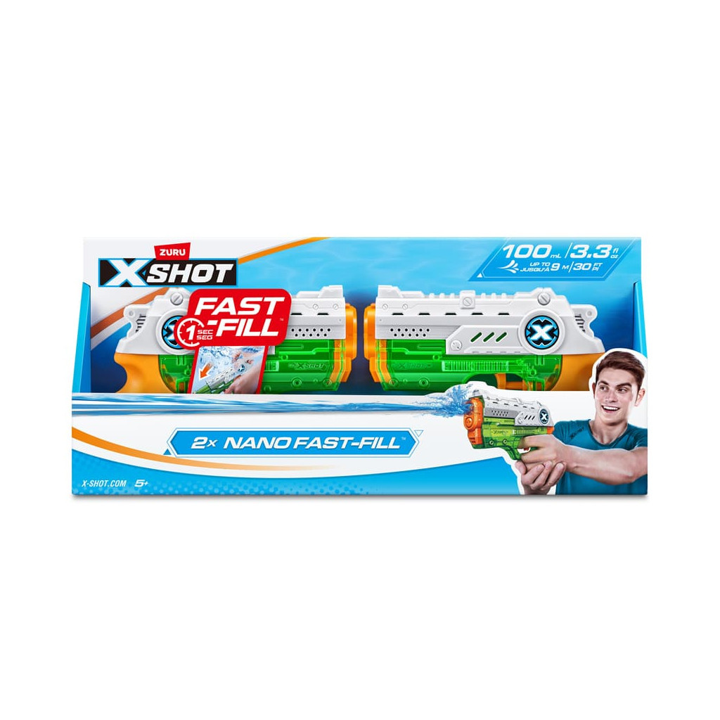 Іграшкова зброя Zuru X-Shot Warfare Набір водних бластерів Fast Fill Nano Double Pack (56334R) - зображення 4